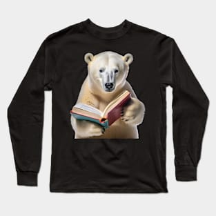 Polar bear reading a book Long Sleeve T-Shirt